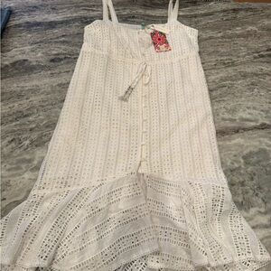 FARM Rio White Lace Midi Dress